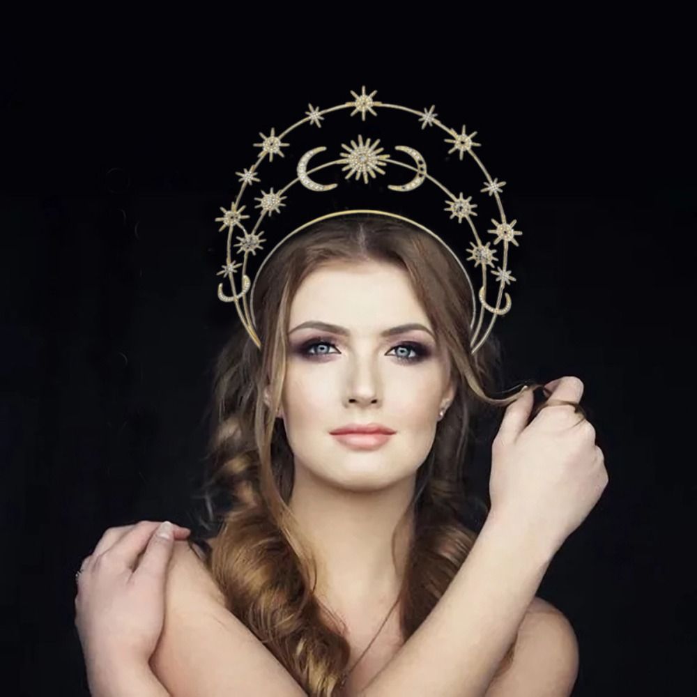 Wrap Ring Gold - Gold-Silber Kristall-Stern Haarband Sechsstern-Diamant Dreischichtige Tiara