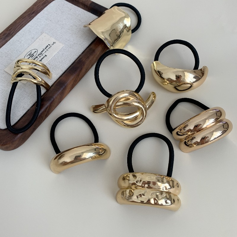 Wrap Ring Gold - Metallische geometrische Haargummis, schlichtes, schickes Design,