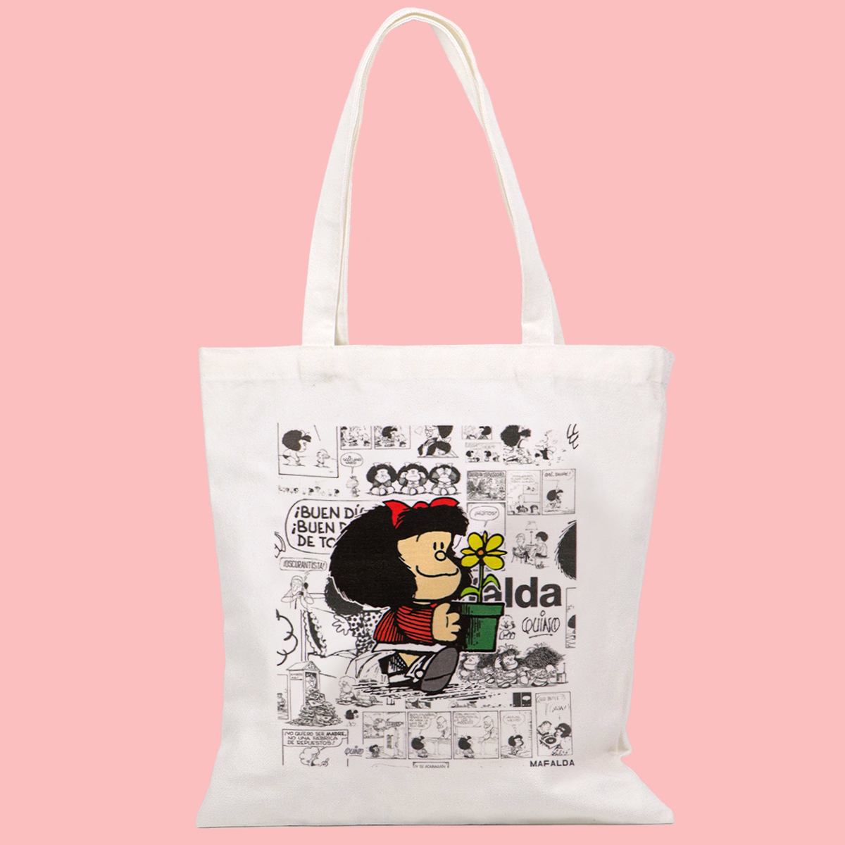 Women Accessories Shop - Modische Canvas-Tragetasche für Damen, Cartoon-Mädchen-Motiv, wiederverwendbar,