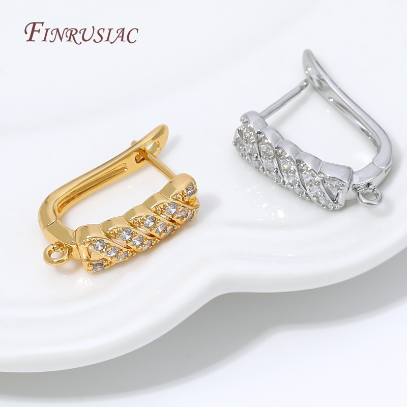 Wrap Ring Gold - 18K vergoldeter Zirkonia-Huggie-Hoop-Ohrringverschluss mit Öse, Messing-Ohrringbasis