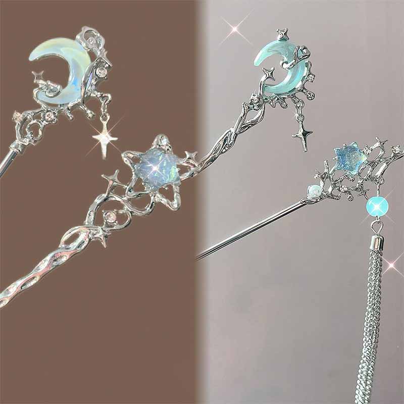 Women Accessories Shop - Mondstein Stern Mond Haar Stick Metall