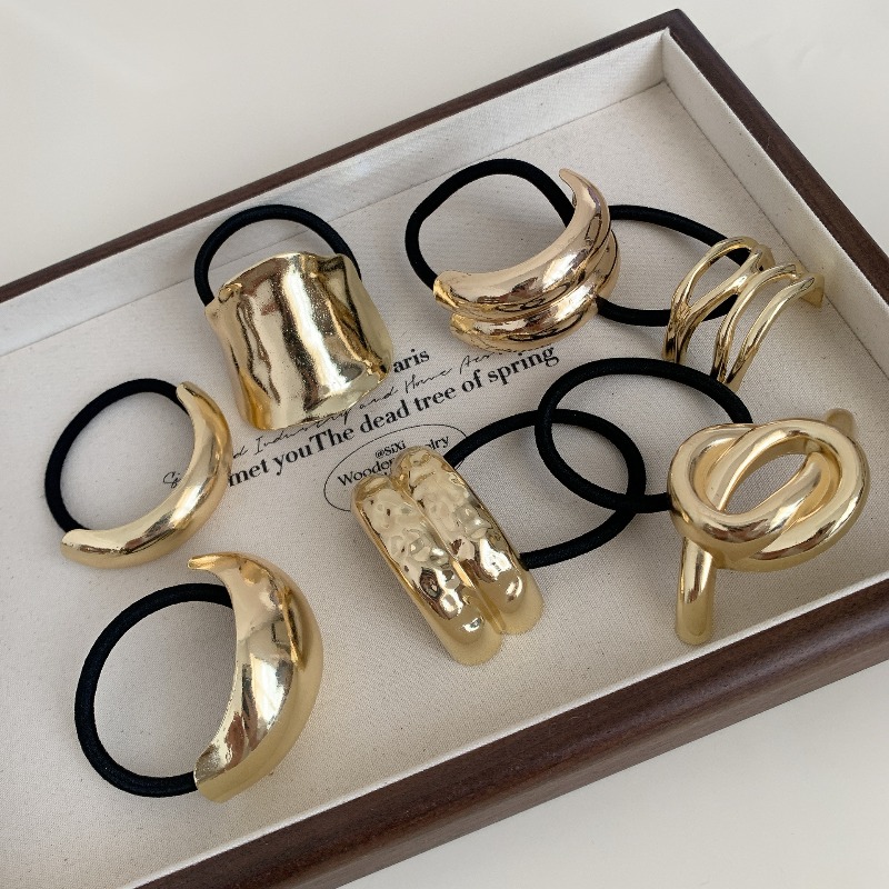 Metallische geometrische Haarg – Wrap Ring Gold Bewertung und Preis