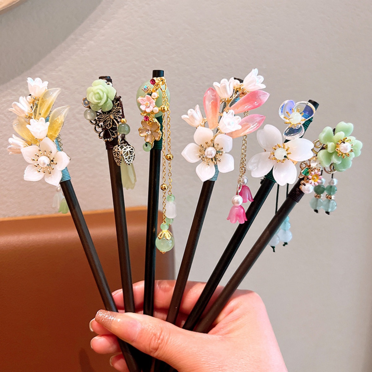 Exquisite Blume Quaste Holz Ha – Women Accessories Shop Bewertung und Preis