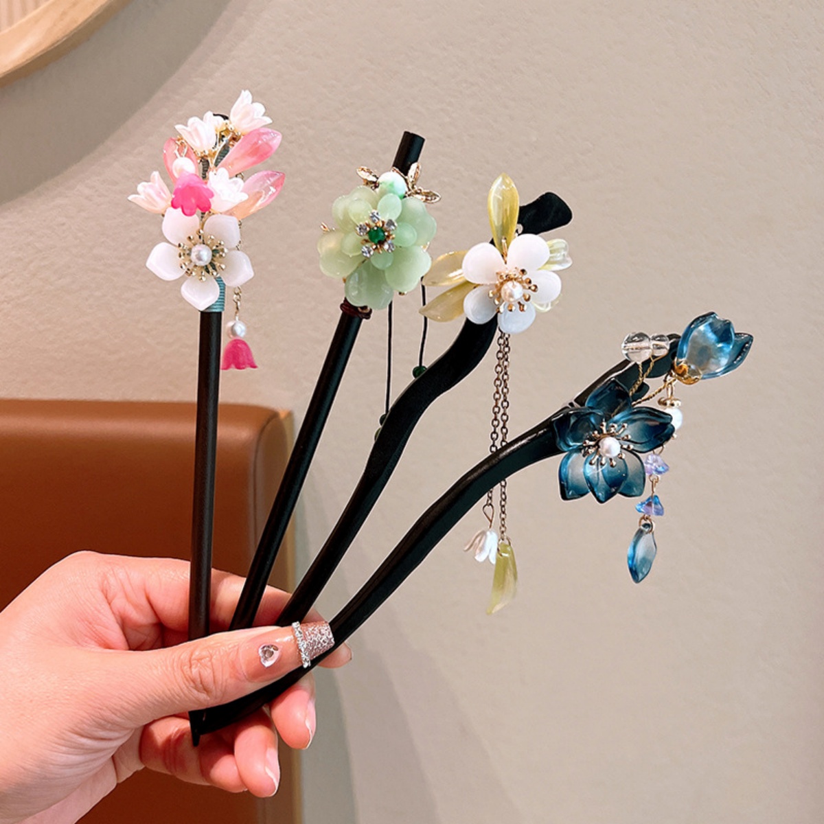 Exquisite Blume Quaste Holz Ha – Women Accessories Shop Bewertung und Preis