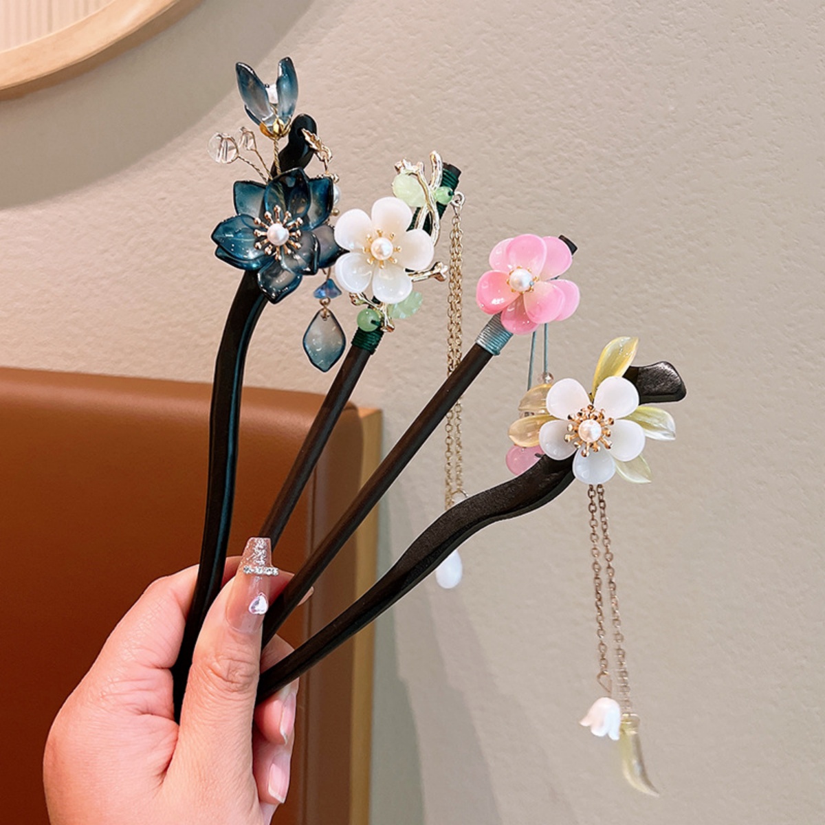 Exquisite Blume Quaste Holz Ha – Women Accessories Shop Bewertung und Preis