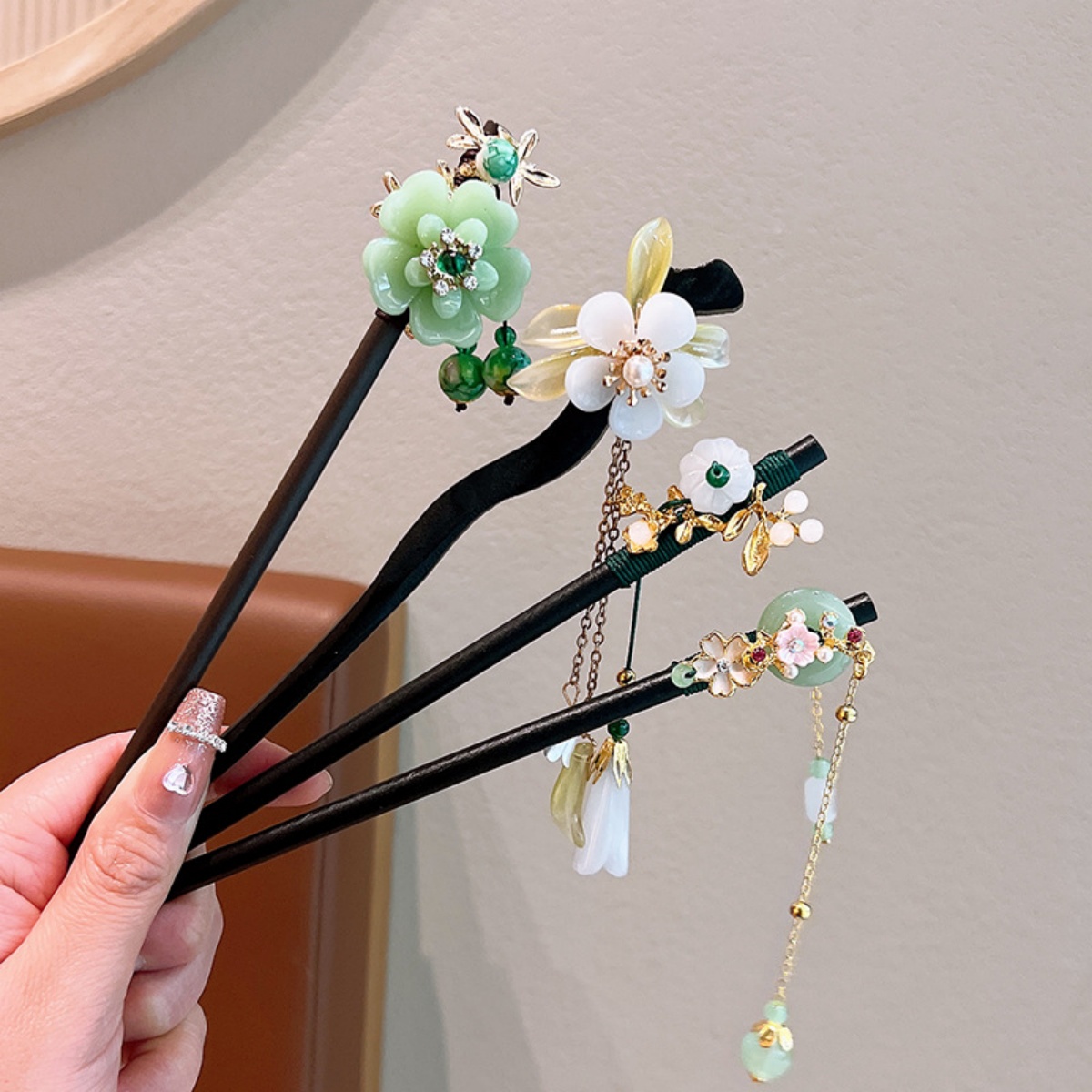 Exquisite Blume Quaste Holz Ha – Women Accessories Shop Bewertung und Preis